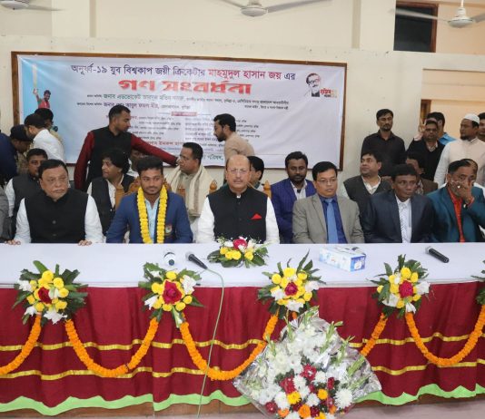 নিজ উপজেলা বুড়িচংয়ে বিশ্বজয়ী যুব ক্রিকেটার জয় কে রাজকীয় সংবর্ধনা