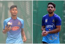 অনুশীলনে যোগ দিচ্ছেন মুমিনুল-মুস্তাফিজ