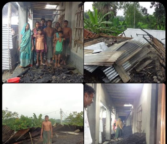 নওগাঁ, মান্দায় বিদ্যুৎ সর্ক -সার্কিটে অগ্নিকাণ্ড।