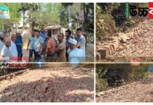 ময়নামতিতে নিন্মমানের সামগ্রী ও ধীরগতিতে চলছে সড়ক নির্মান
